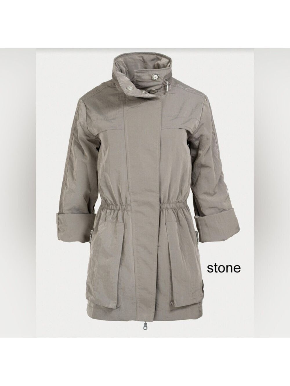 The Fillmore The Anorak Women’s Jacket Water Resistant Hooded Trench Stone XS